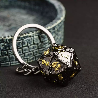 Metal D20 Dice Keychain